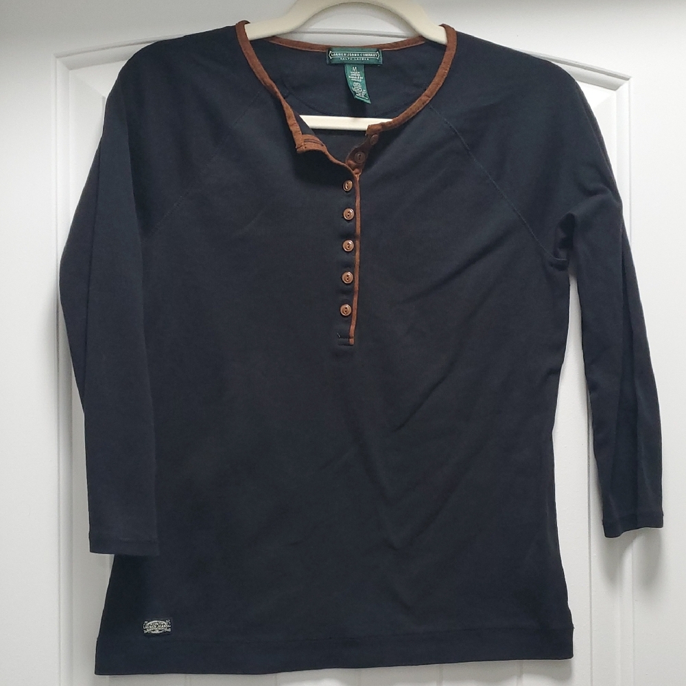 Lauren Jeans Company By Ralph Lauren Black Top